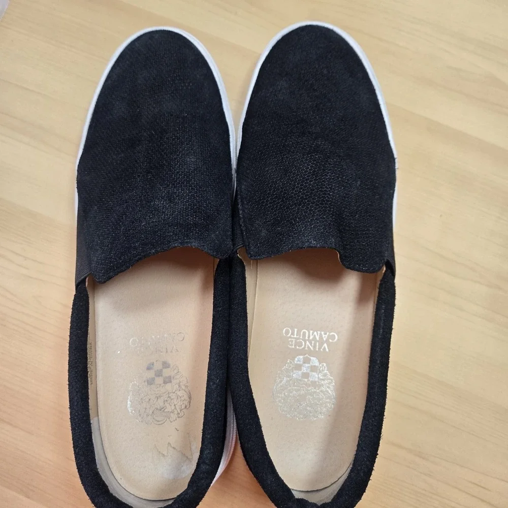 Vince Camuto Korli Black Suede Slip On Platform Sneakers Women's Size 9.5 M